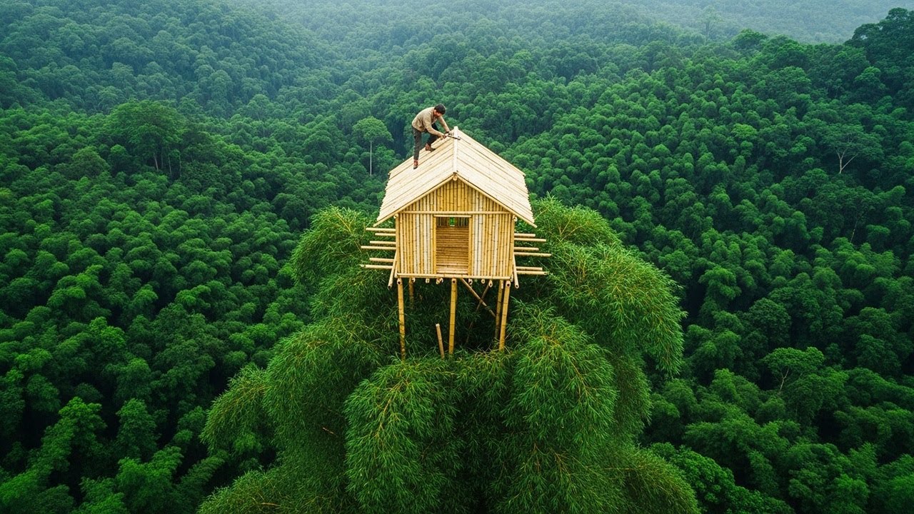 Surviving alone on a bamboo treetop, Bamboo House / King Of Satyr