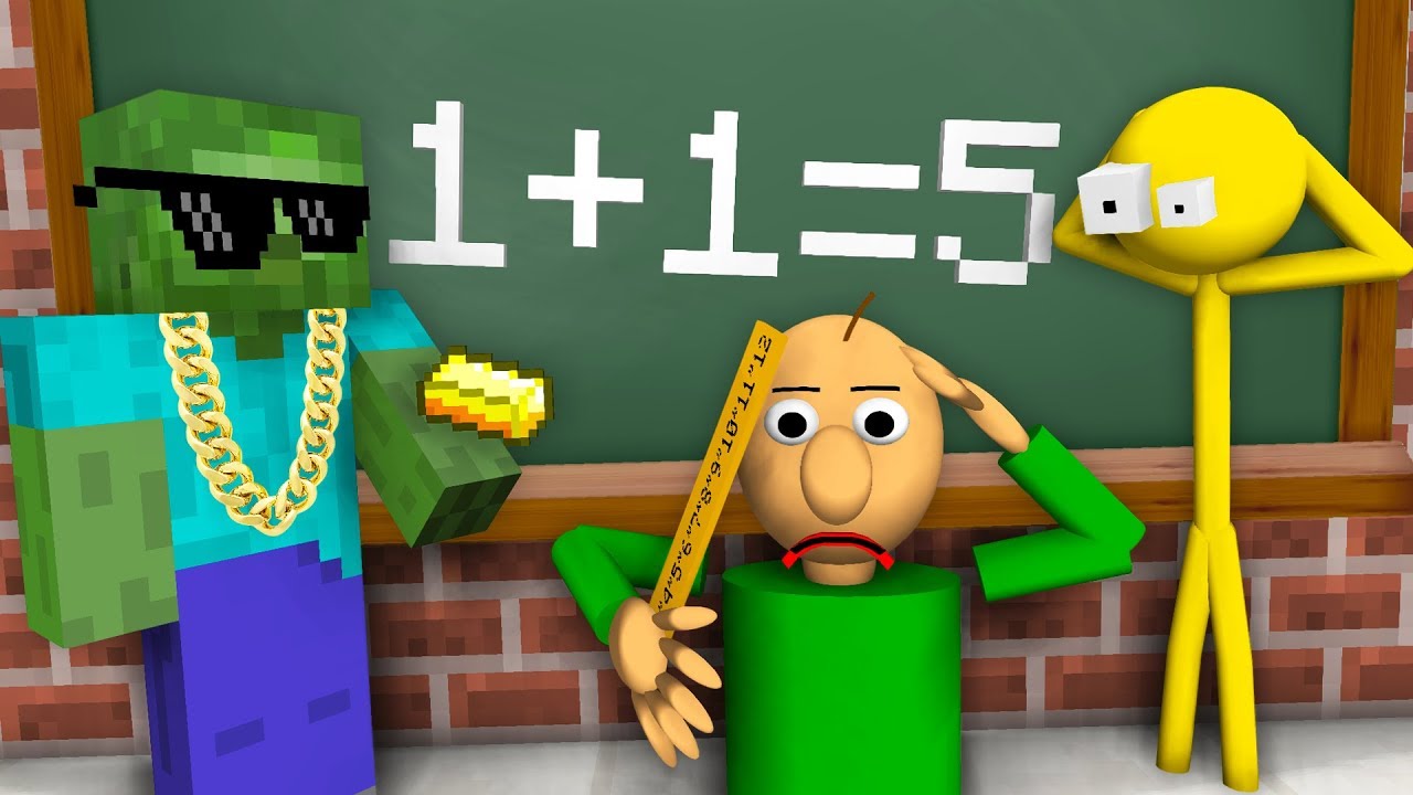 Monster School : STICKMAN & BALDI'S BASICS CHALLENGE - Minecraft Animation