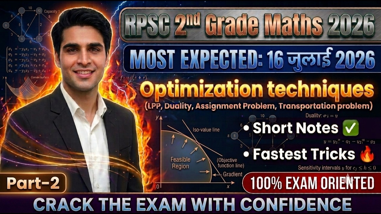 RPSC 2nd Grade Maths: Optimization Techniques Marathon 🔥 16 July 2026 Exam Special Video 🚀