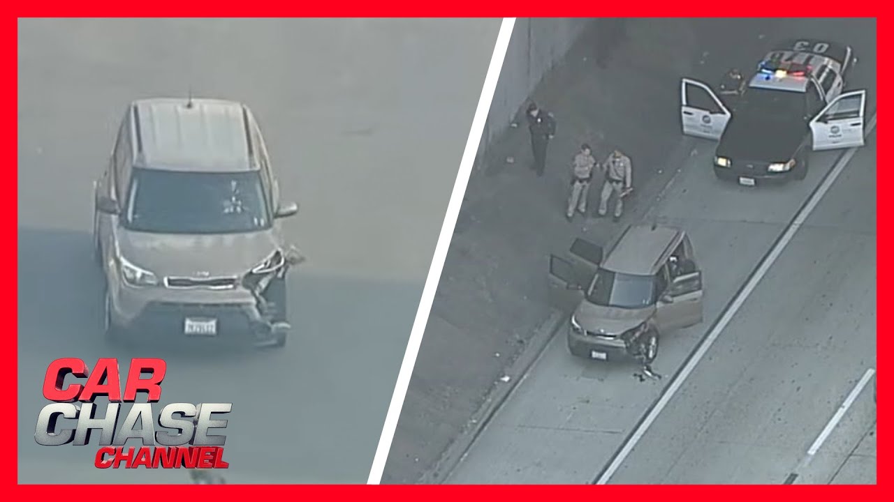 Full Car Chase: Driver drives dangerously through LA, backs into police | Car Chase Channel