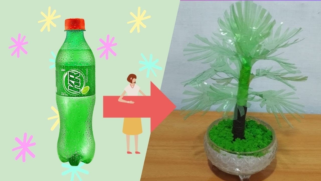 DIY Cómo hacer un bonsai con botellas descartables, método fácil.