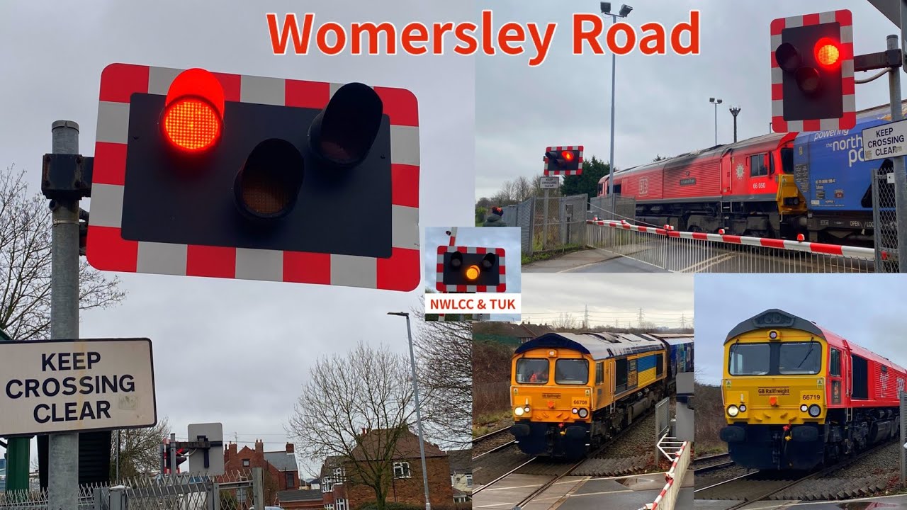 Freight Trains at Knottingley (Womersley Road) Level Crossing, West Yorkshire 