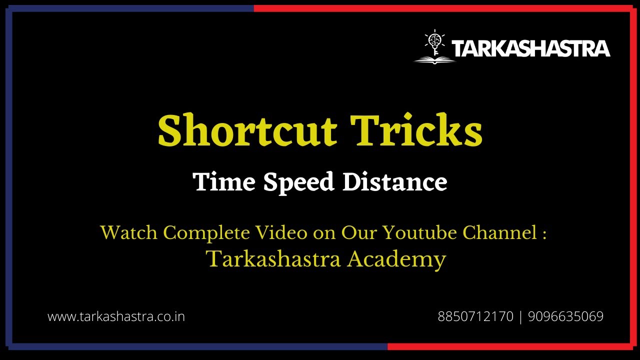 Shortcut Tricks - TSD - For MBA CET, CMAT, CAT, XAT, SNAP, NMAT, IIFT, MAT,TISS | Tarkashastra