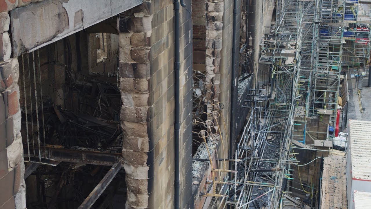Drone footage reveals damage to Glasgow School of Art as investigation into fire begins