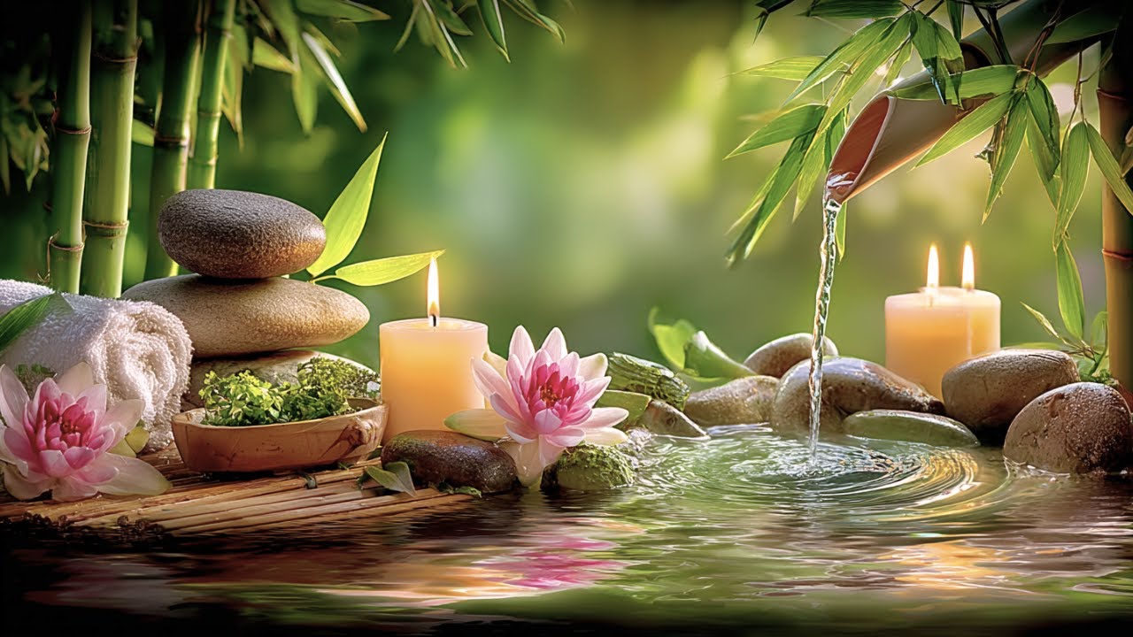 Soothing Piano & Bamboo Water Fountain 🌿 Ambient Calm for Study, Yoga, Spa & Deep Sleep