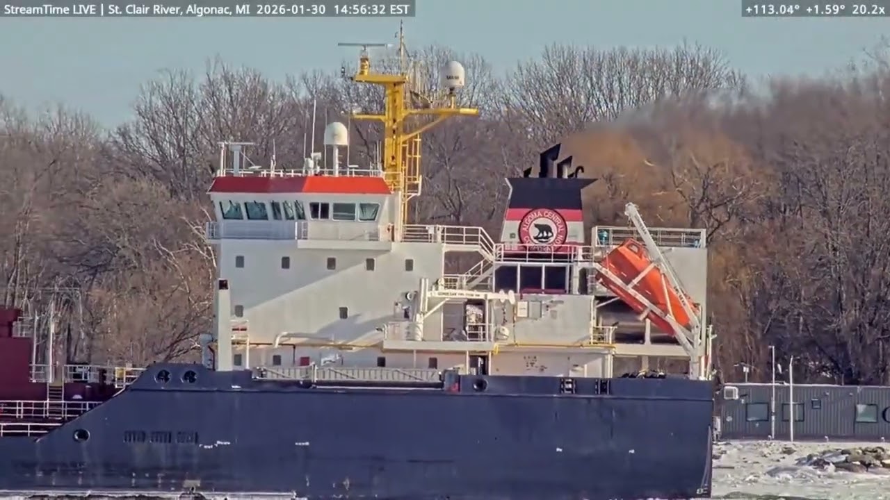 Convoy of ships, passing Algonac, Marine City & Port Huron on Jan 30th, 2026