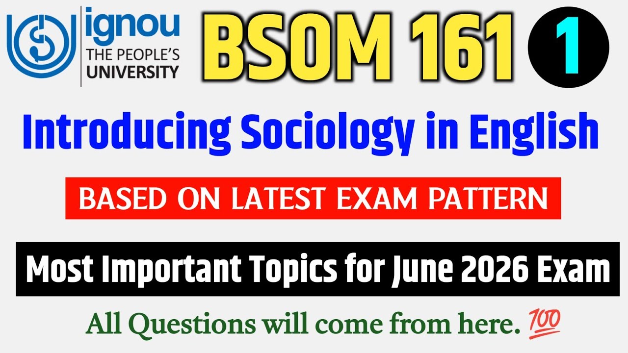 BSOM 161 Important Questions June 2026 Exam in English | IGNOU BSOM 161 Question Paper 2026 Exam