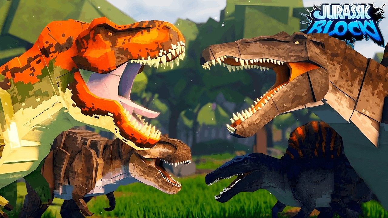 DESAFIO EM EQUIPE! T-REX VS. R-SPINOSAURUS!! | ROBLOX Jurassic Blocky