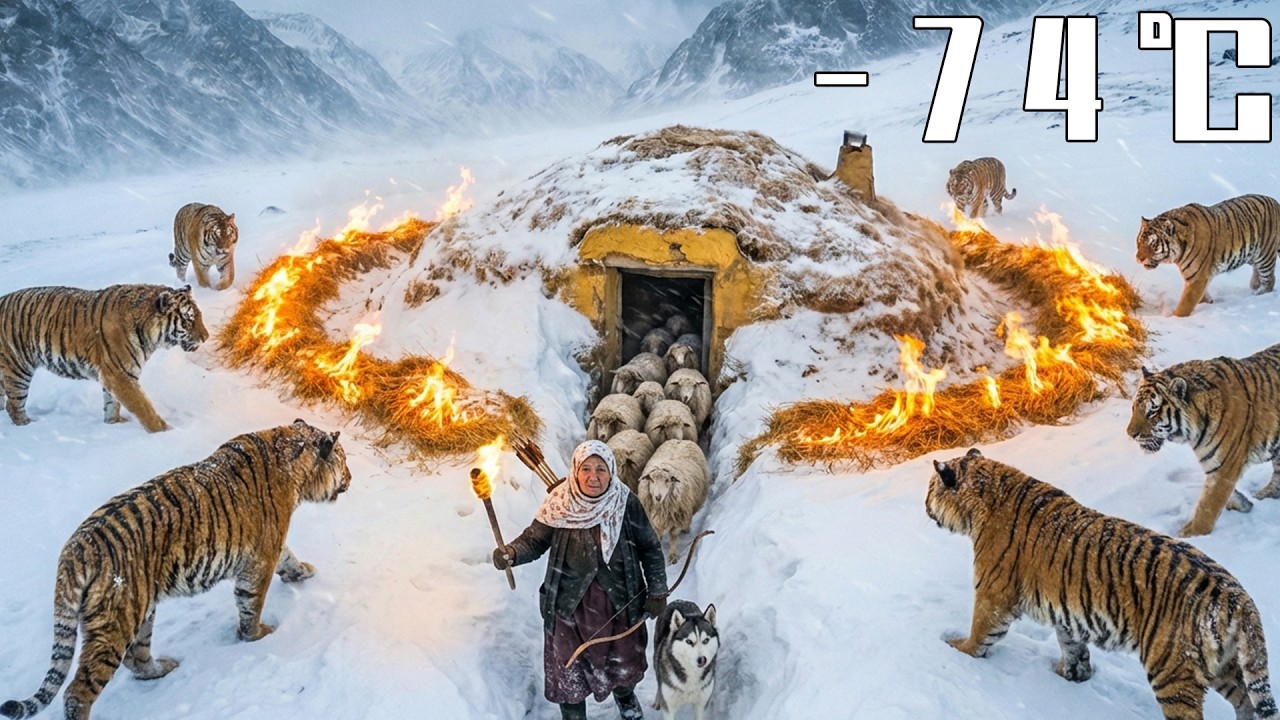 –74°C Blizzard: 91-Year-Old Grandma, Husky & Sheep Defend a Sunken Clay Shelter from Tigers