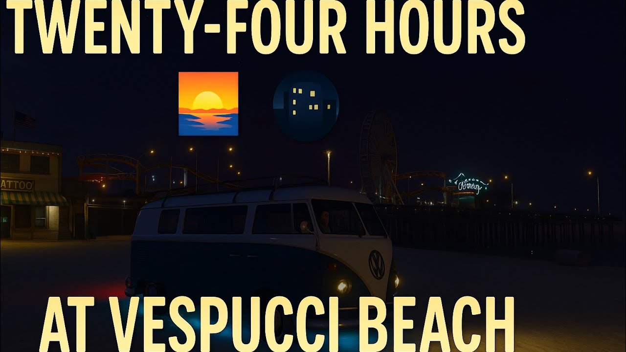 24 Hours in Vespucci Beach 🌅🌃 | GTA 5 Timelapse 🚐✨ #GTAV #VespucciBeach #Timelapse #GTA5Mods #ps5