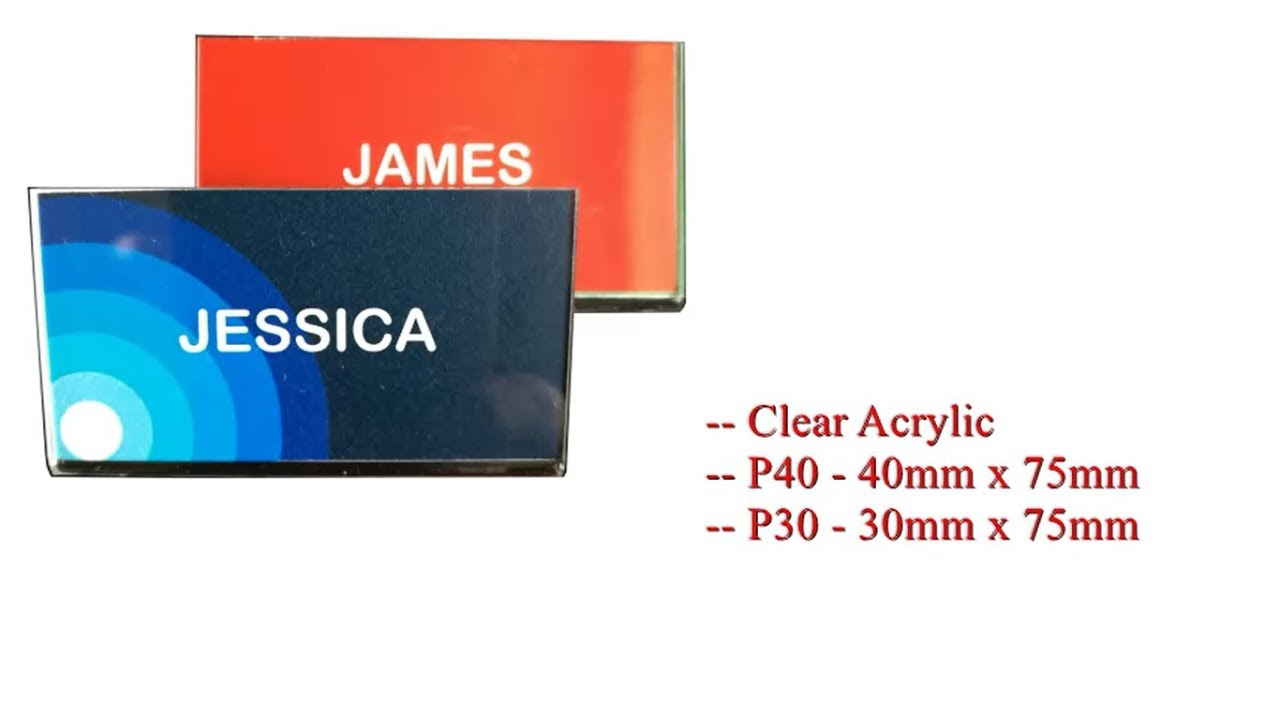 3JY Clear Acrylic Name Visitor ID Badges P40/P30