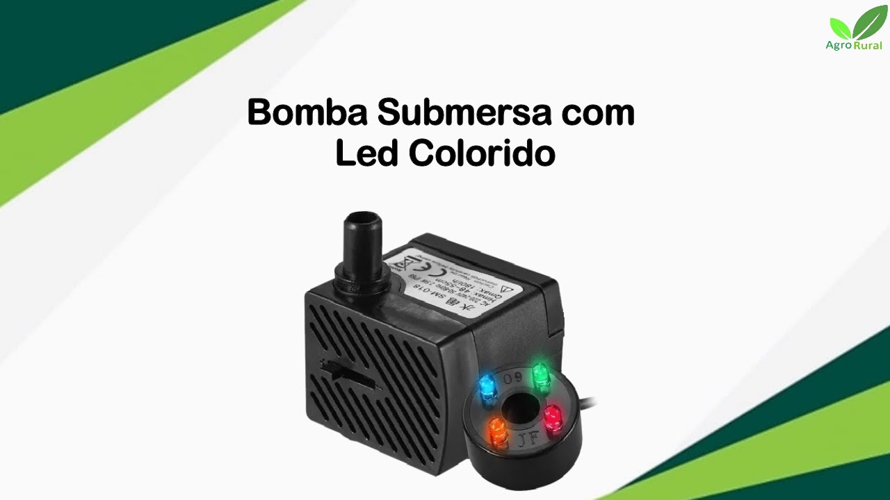 Bomba Submersa Com Led Colorido Para Fonte Ou Chafariz 180L/h.