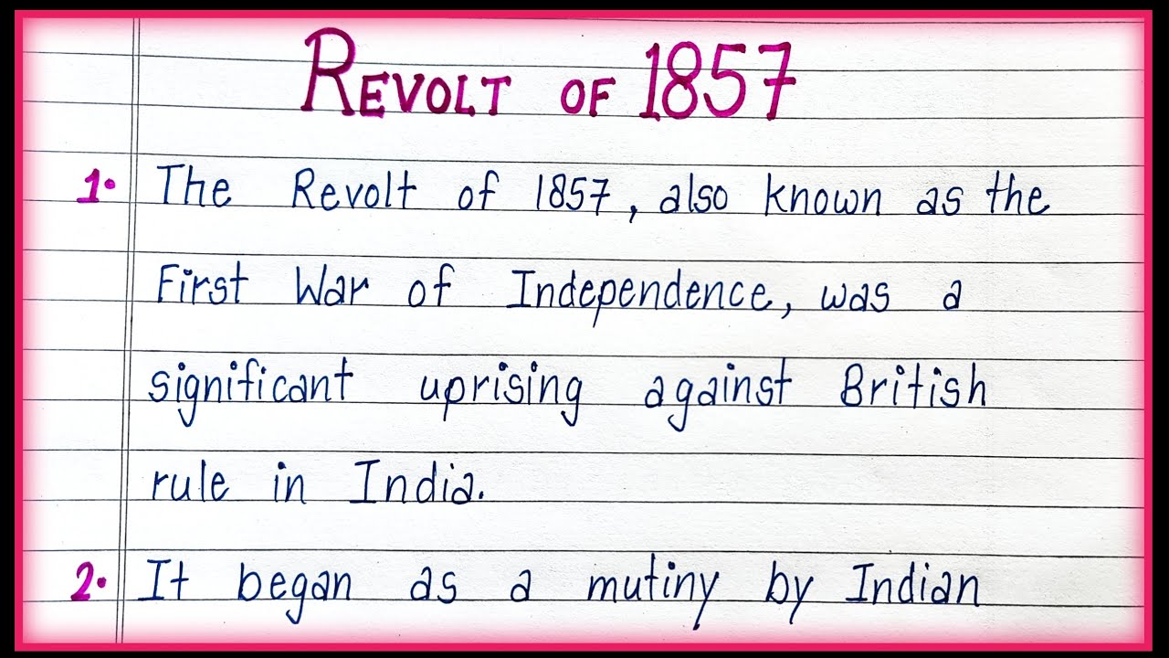 10 Lines on Revolt of 1857| Few Lines on Revolt Of 1857| 1857 Revolt Essay|