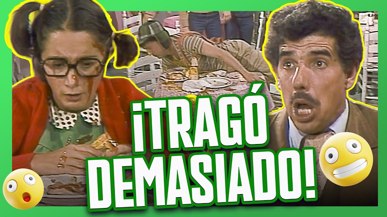 El Chavo come demasiado en el restaurante y se enferma