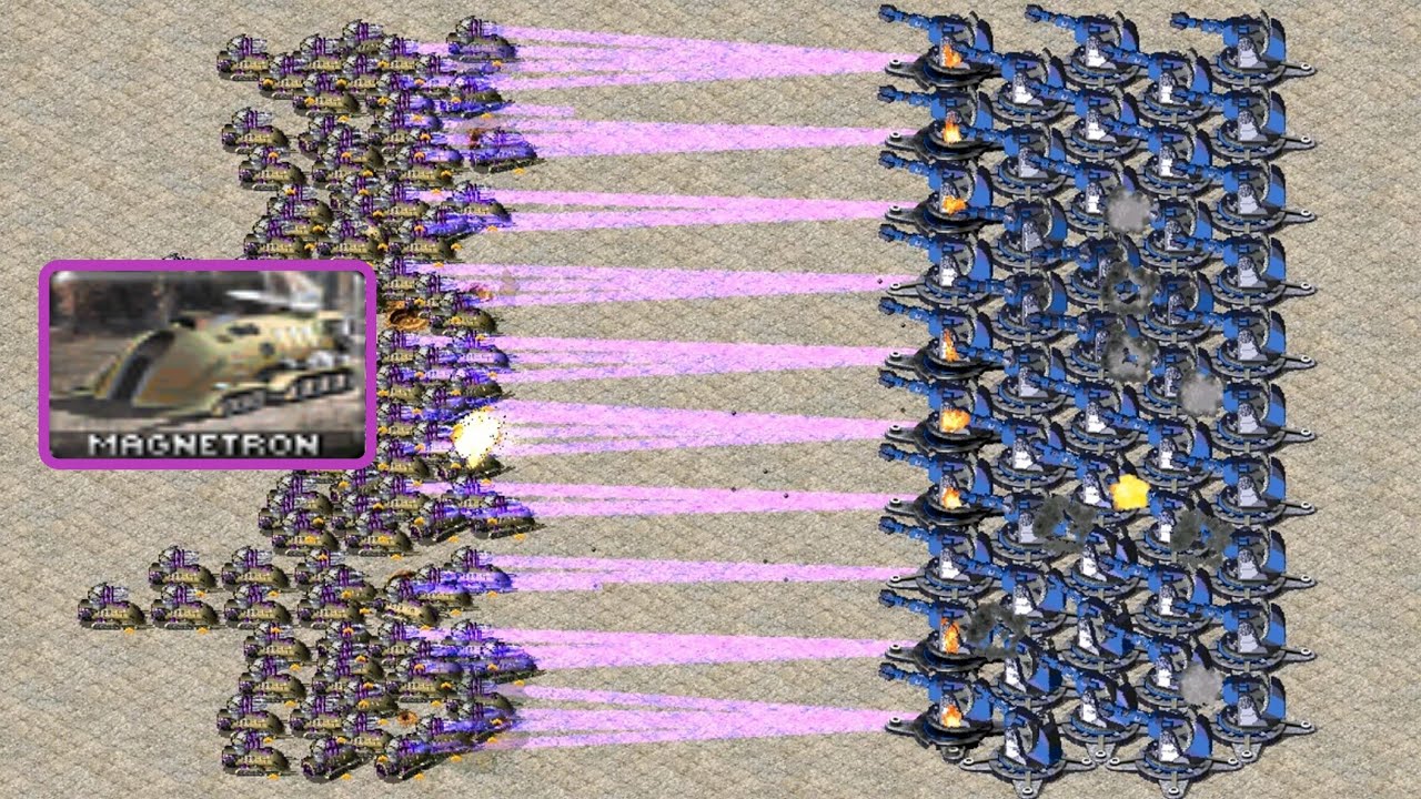 Magnetron vs Grand Cannon - Same Cost + Power - Red Alert 2