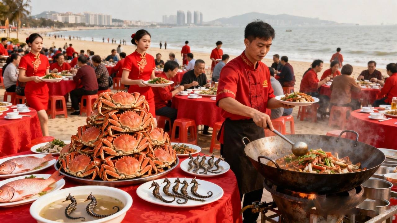 来福建厦门农村吃结婚大席，帝王蟹 东星斑 各种海鲜开会吃到爽，海马汤实在是太补了哈哈【我是忐忑妞】