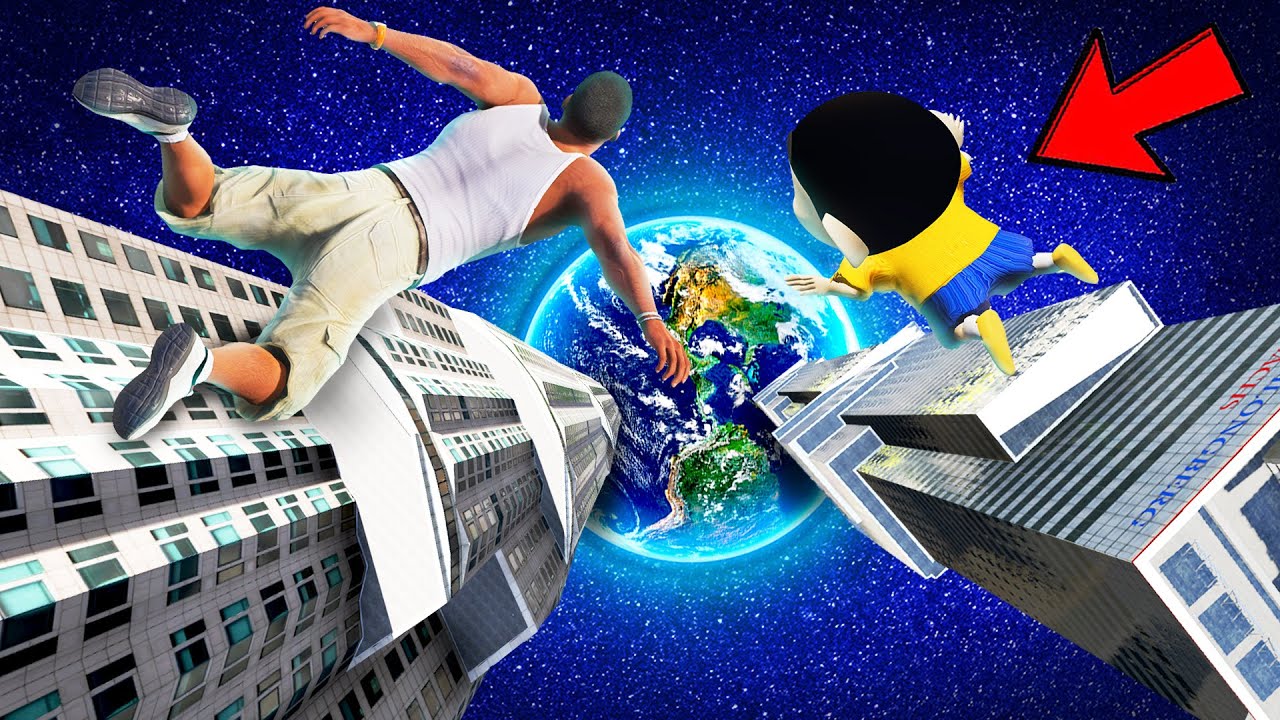 SHINCHAN AND FRANKLIN TRIED THE JUMPING OFF TALLEST BUILDING IN THE WORLD FROM SPACE CHALLENGE GTA 5