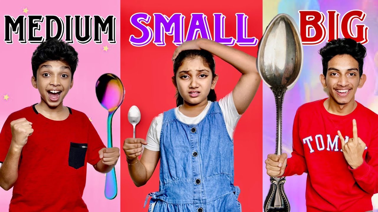 BIG VS MEDIUM VS SMALL SPOON CHALLENGE 😂Gone wrong 😇പണി പാളി