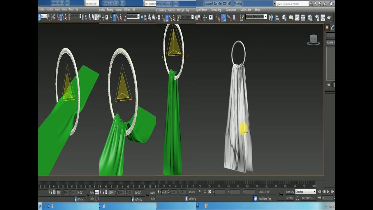 #3dsMax Cloth Modifier, getting the towel inside the ring II Cloth Modifier,  the towel inside