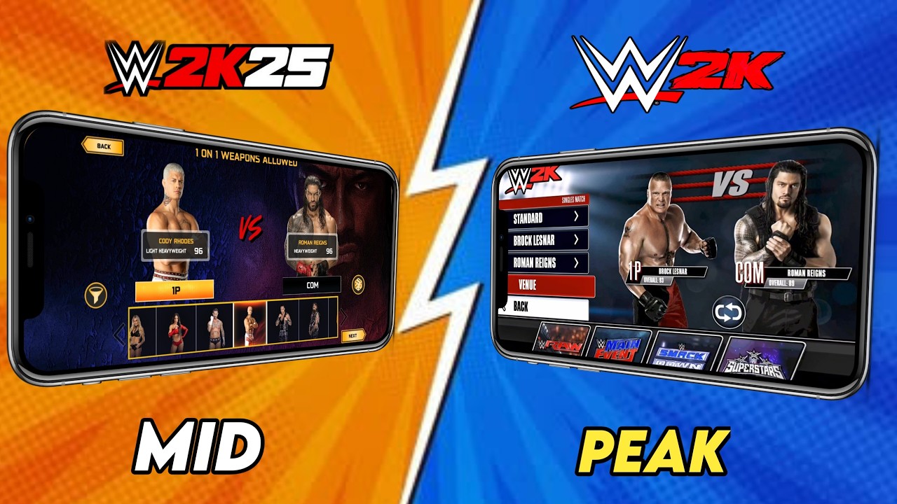 WWE 2K25 Netflix Mobile VS Old WWE 2K | Full Graphics & Gameplay Comparison