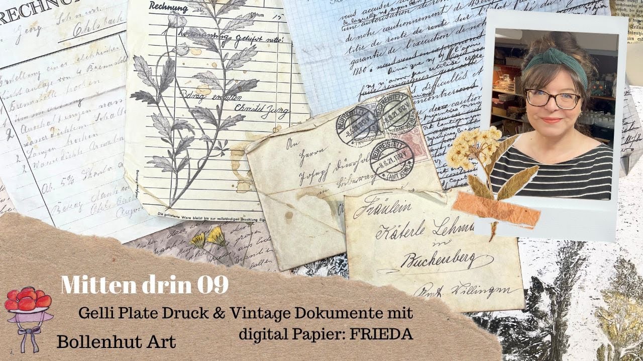 Gelli Plate Printing | digitales Papier Vintage aussehen lassen | Bollenhut Art ❤️