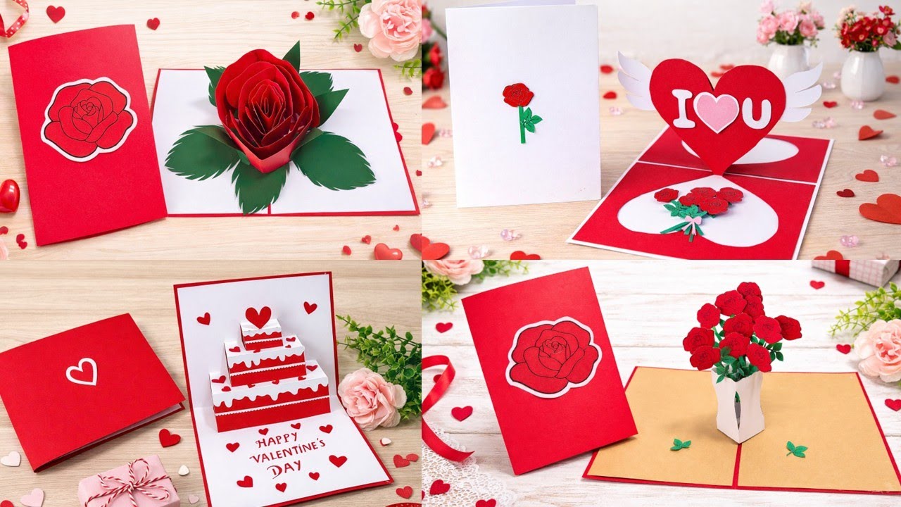 4 Stunning 3D Valentine Pop Up Cards ❤️ Easy DIY Handmade Love Cards | DG Handmade