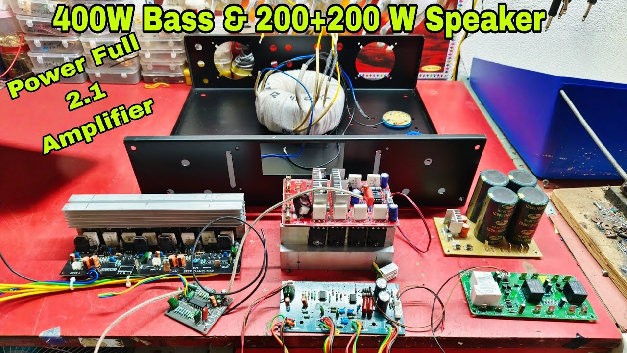 Power Full 2.1 Amplifier 🔊 400W Bass & 200+200W Speaker || Full Meking DIY 2.1 Amplifier Build 