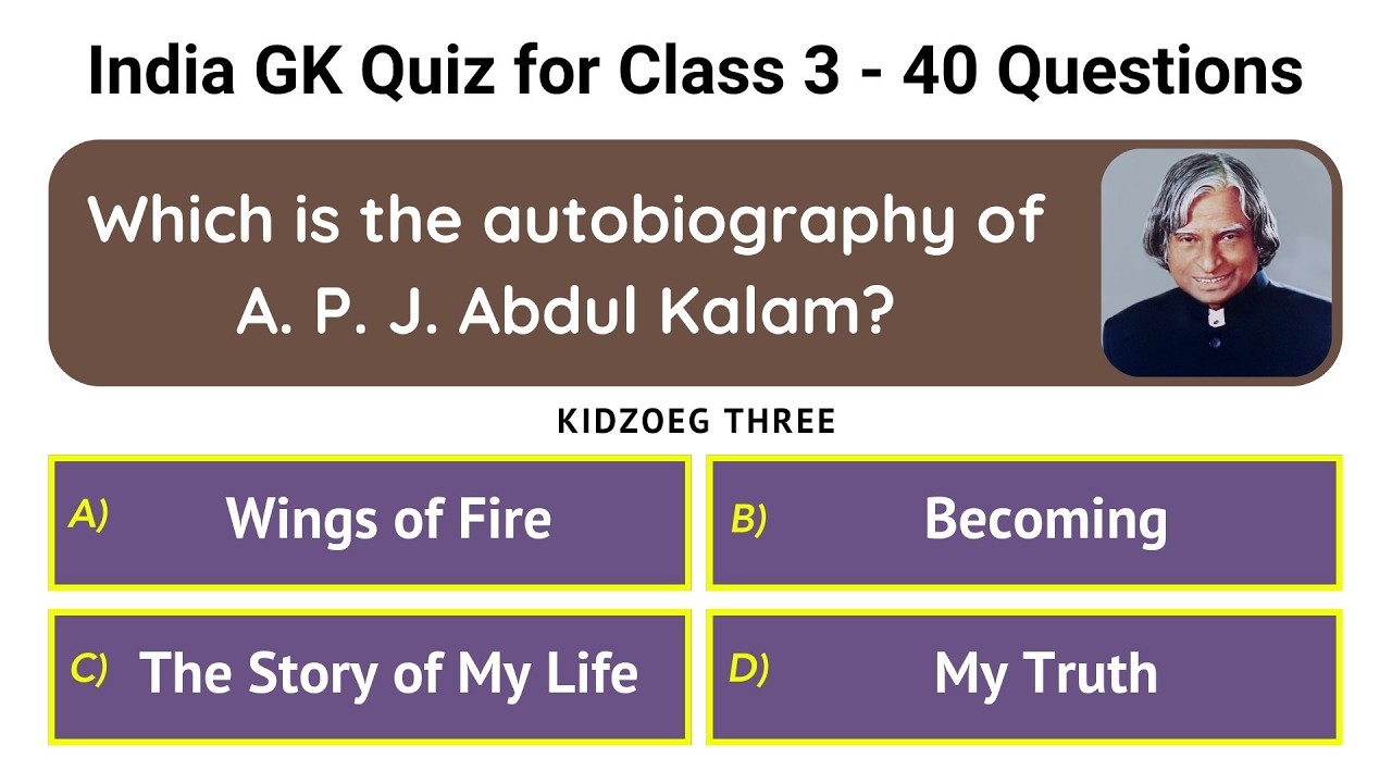 India GK Quiz for Class 3 | 40 General Knowledge Questions About India for Young Learners | #indiagk