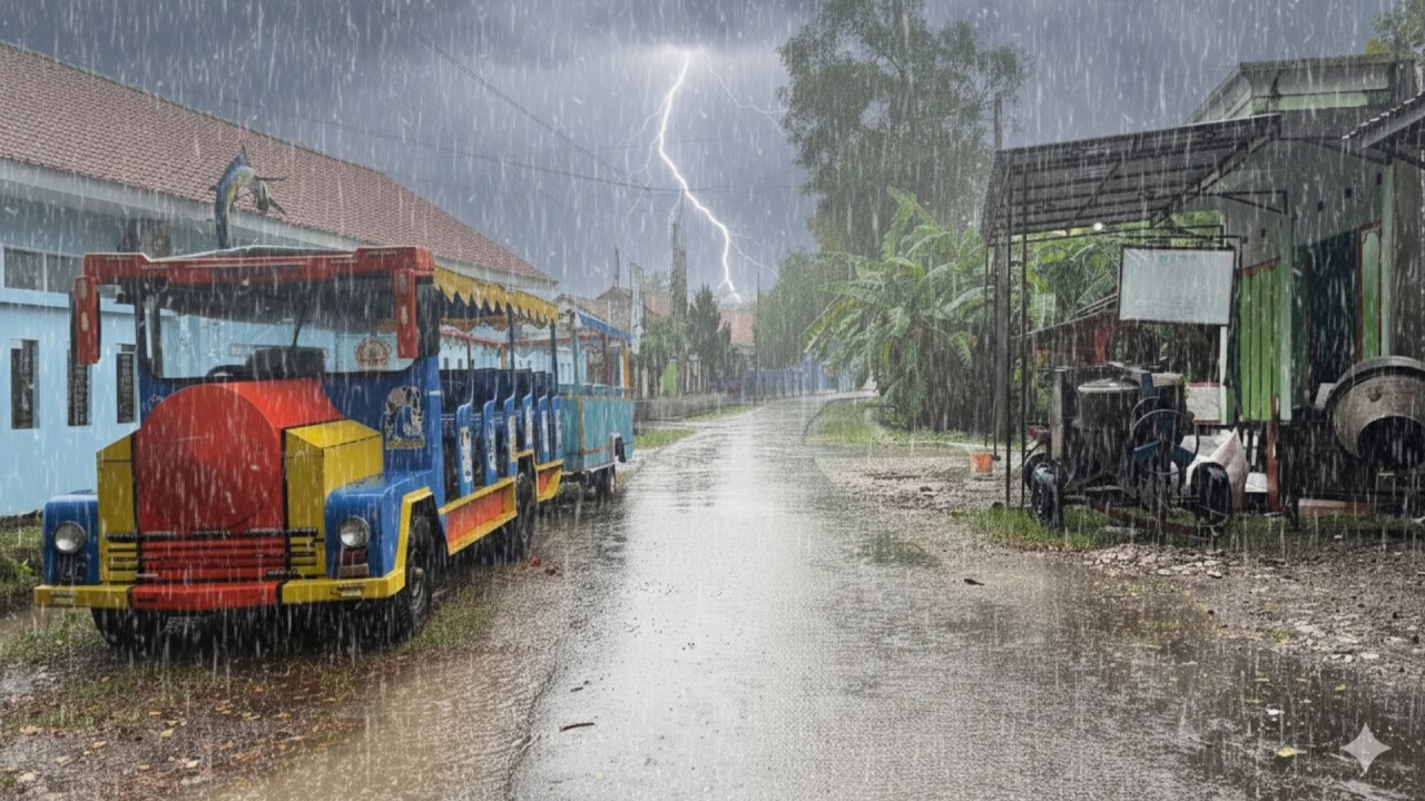HEAVY RAIN IN RURAL INDONESIA || RAIN SOUNDS FOR RELAXATION | PERFECT FOR SLEEPING😴