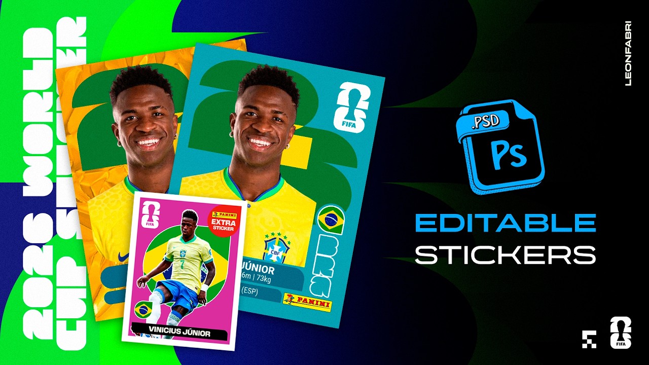 2026 WORLD CUP EDITABLE STICKER | FIGURINHAS DA COPA DO MUNDO 2026 | PSD EDIT&Aacute;VEL | PHOTOSHOP