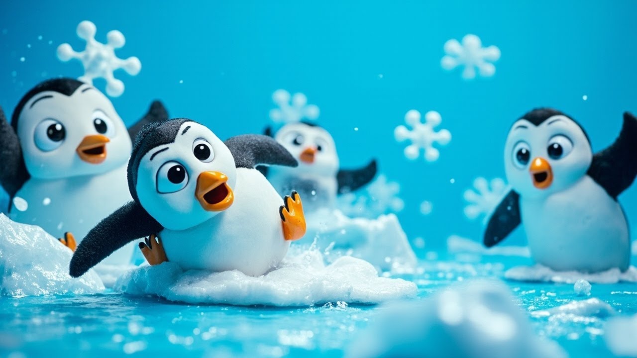 Five Little Penguins Slipping on the Ice