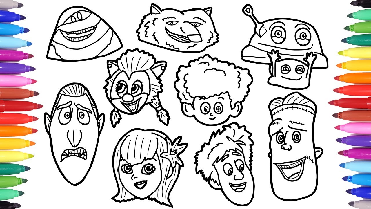 Hotel Transylvania Summer Vacation Coloring Pages, How to Draw Dracula Mavis Blobby  Frank Faces
