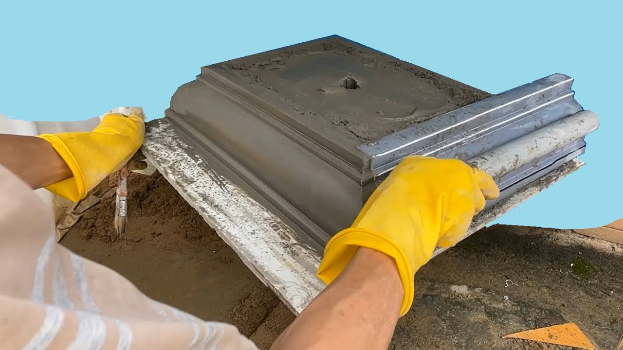 Cách sử dụng ống nhựa dài chế dụng cụ làm chậu xi măng.