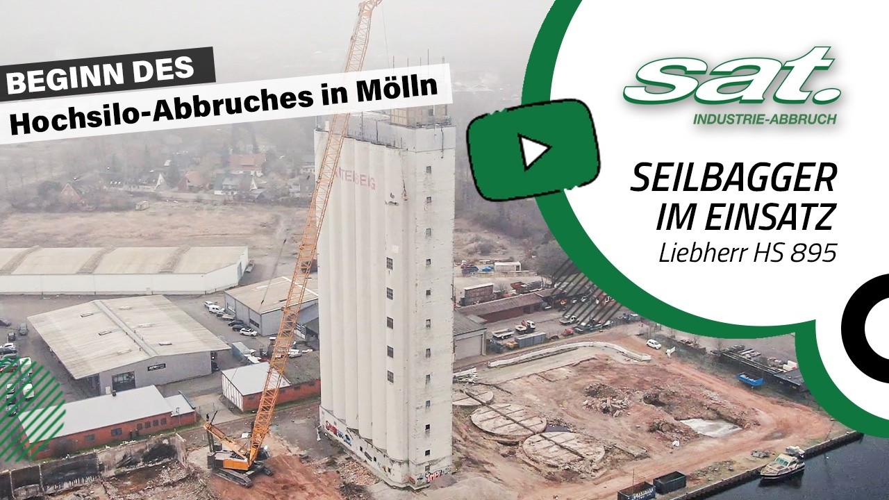 SEILBAGGER IM EINSATZ! Beginn des Hochsilo-Abbruches in Mölln / Liebherr HS 895 - Demolition POWER