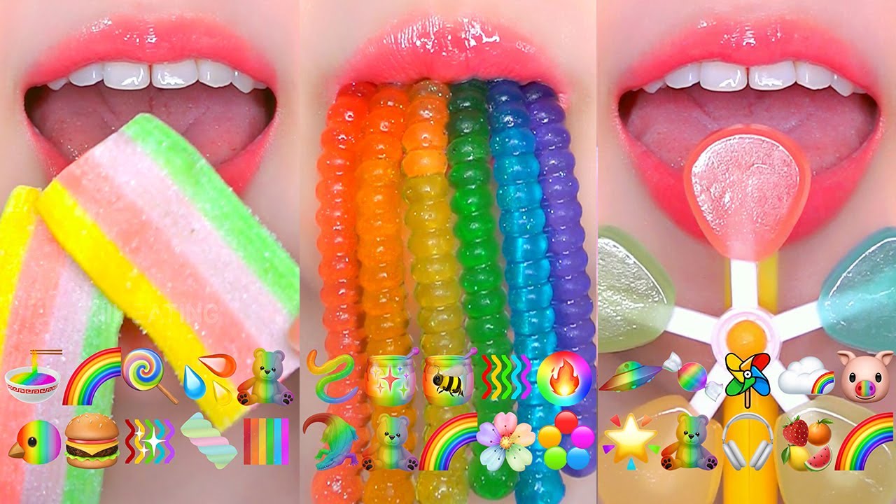 ASMR RAINBOW DESSERTS EMOJI FOOD CHALLENGE 🌈 무지개 이모지 먹방 모음집 EATING SOUNDS MUKBANG