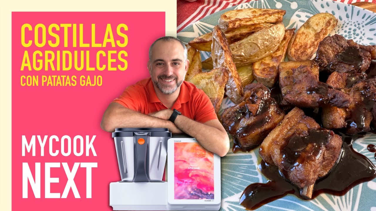 💖Costillas agridulces con patatas fritas gajo en robot de cocina MyCook Next