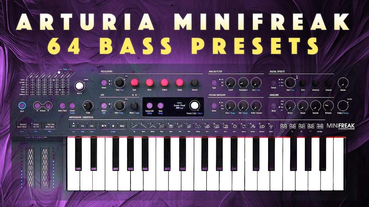 Arturia Minifreak: 64 Bass Presets. Sound Demo. No Talking