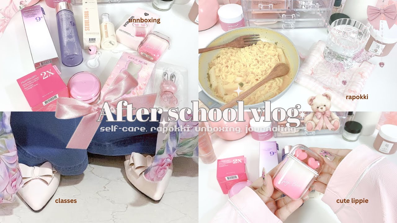 After school vlog ⋆𐙚₊˚⊹♡･| cooking rapokki, selfcare, Korean skincare, unboxing, wonyoungism  ˚.🎀༘⋆