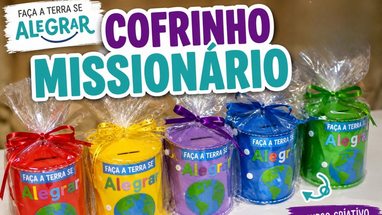 DIY - Cofrinho Missionário para as crianças! Missões Mundiais 2019 - Tema: Faça a terra se alegrar!
