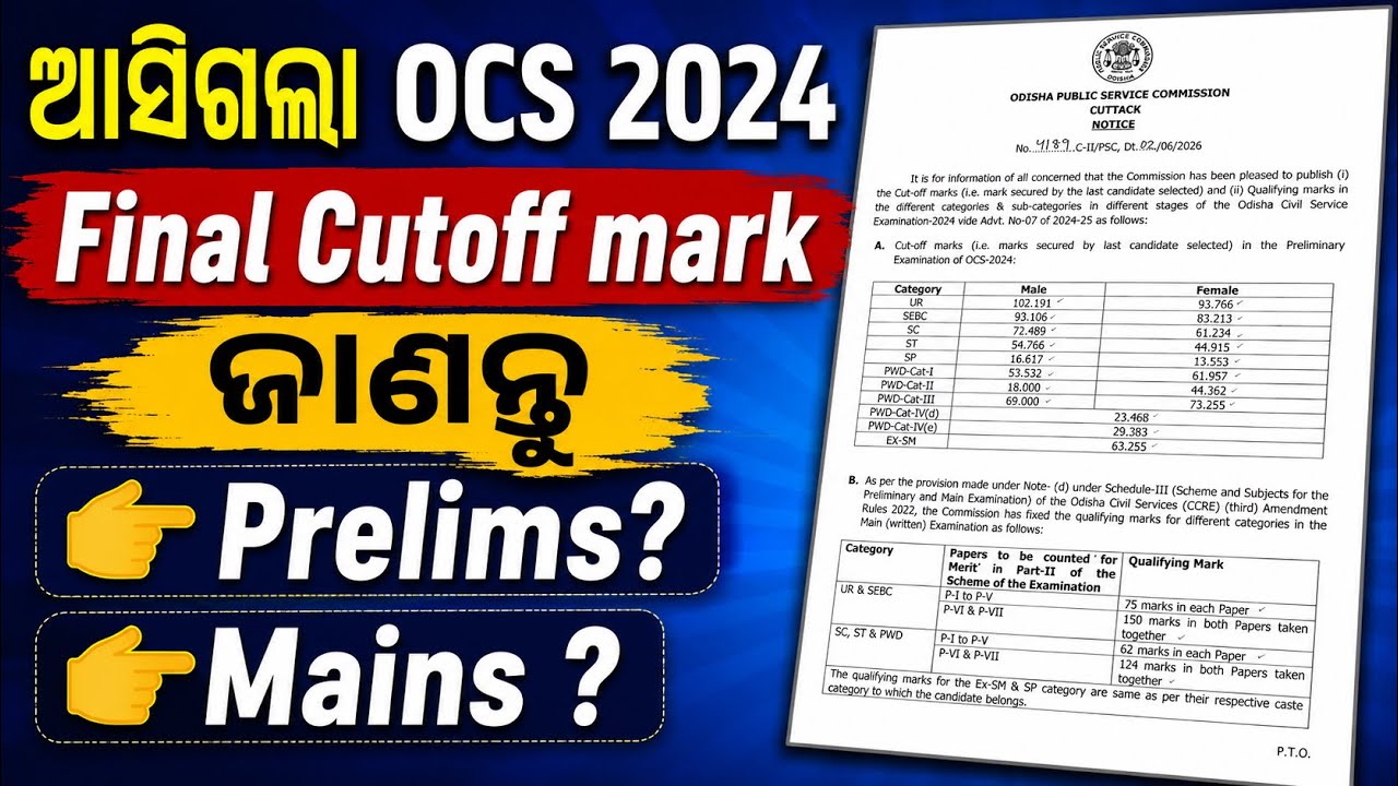 OCS 2026 Final Cut off Marks | OCS 2026 Prelims / Mains | ଜାଣନ୍ତୁ | Adda247 OPSC