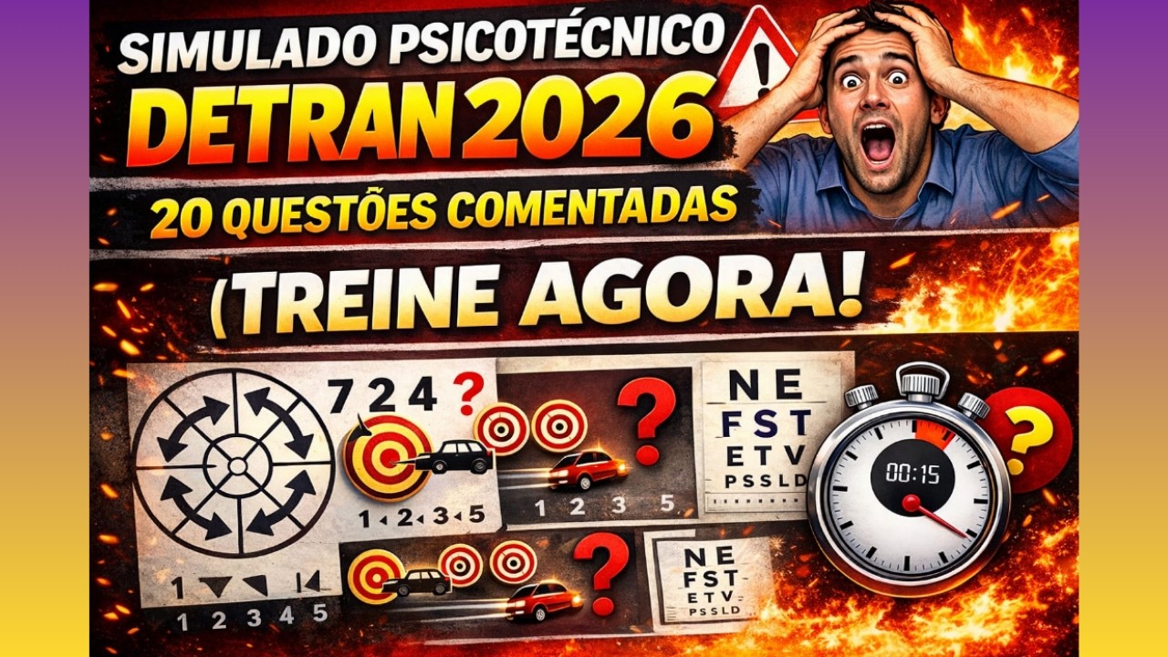PSICOTÉCNICO DO DETRAN 2026: 20 TESTES COMENTADOS COM DICAS DE OURO