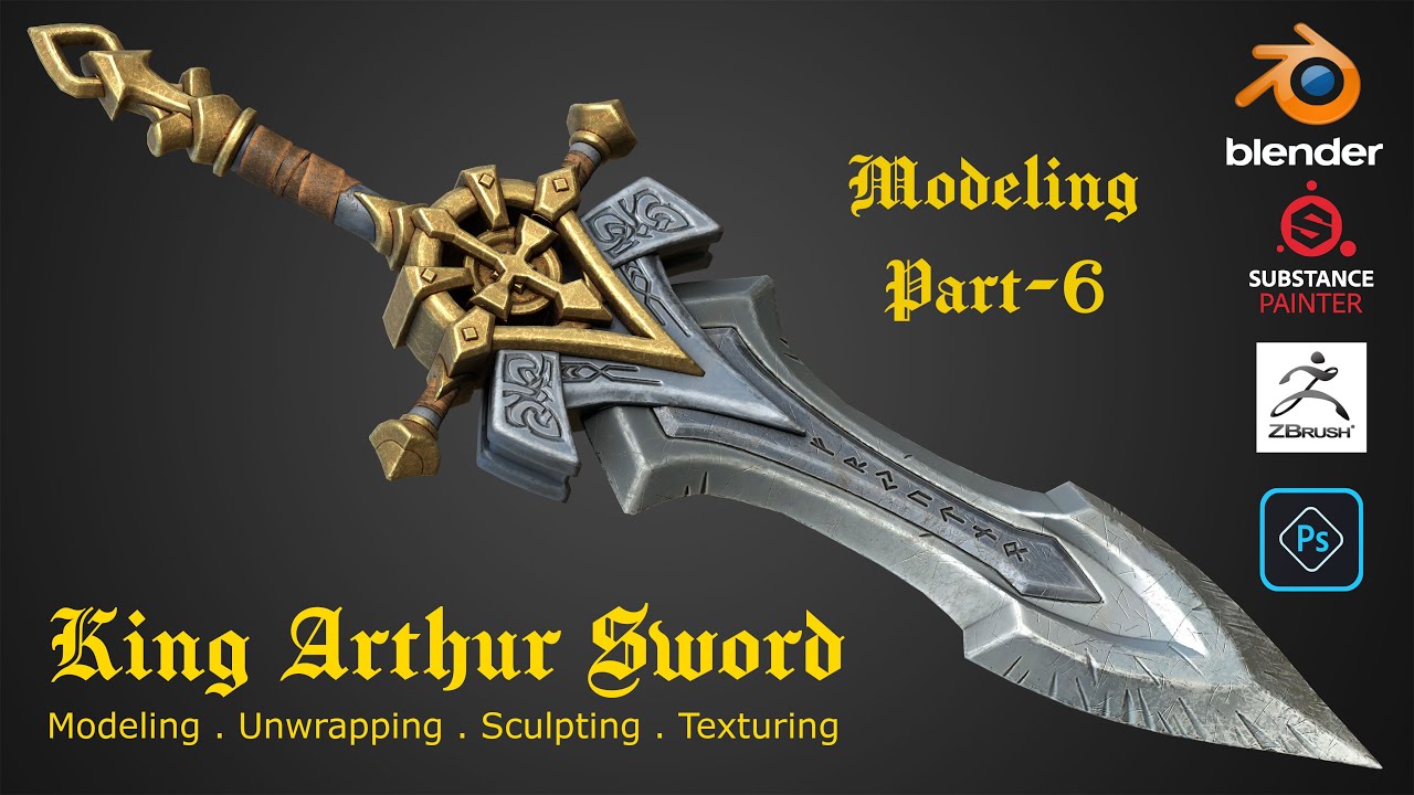 Game Ready Sword Modeling And Texturing | Part 06 | Blender | Substance Painter | Zbrush