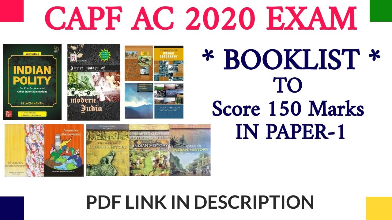 CAPF AC 2020 : BOOKLIST TO SCORE 150 MARKS #capfac #capfassistantcommandant