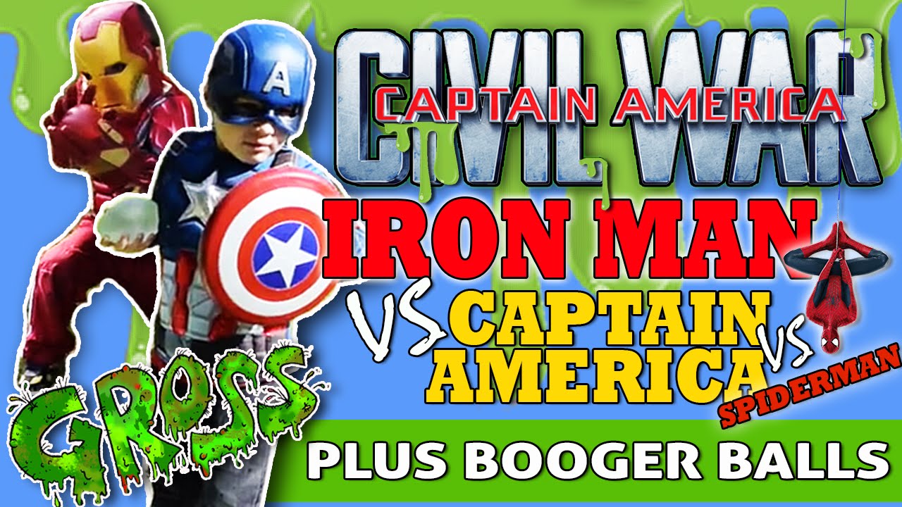 Iron Man vs Captain America vs Spiderman - TWIN WAR - WATER BALLOON 💦 BAG-O-BALLOON + BOOGER BALLS!