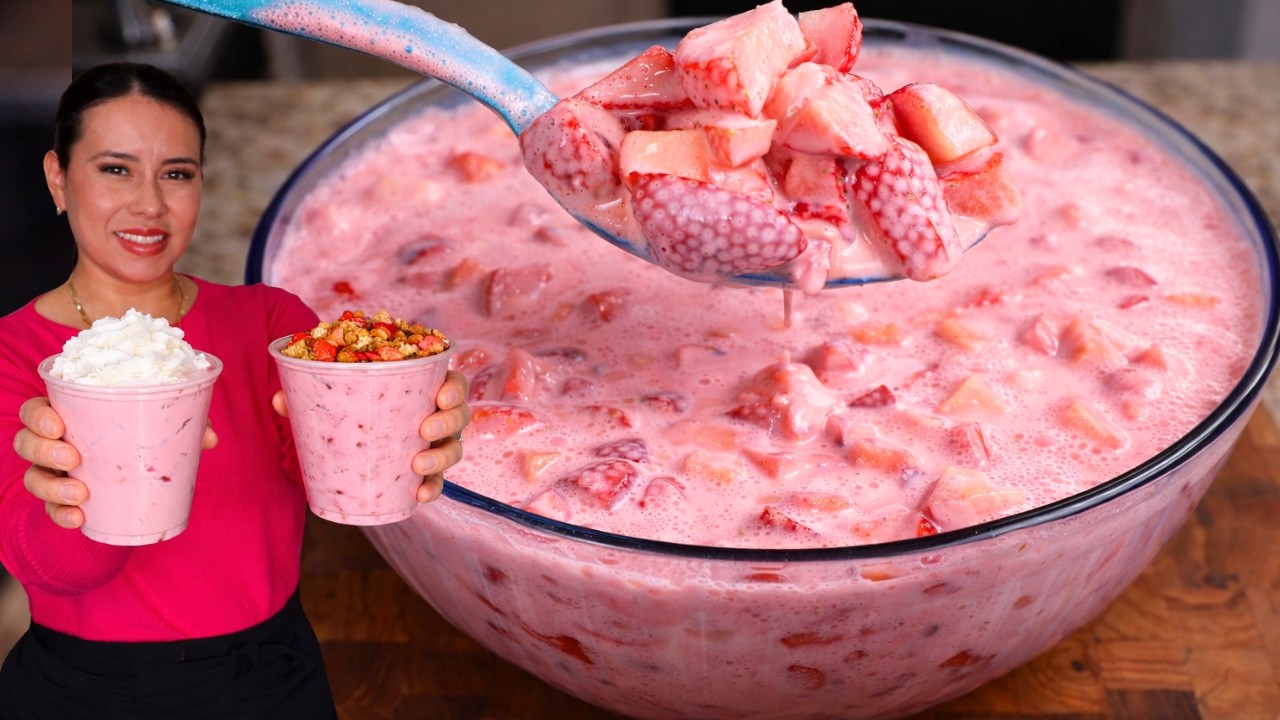 Fresas en Crema de Fresa..¡El Postre MÁS Antojable del Momento! 🍓