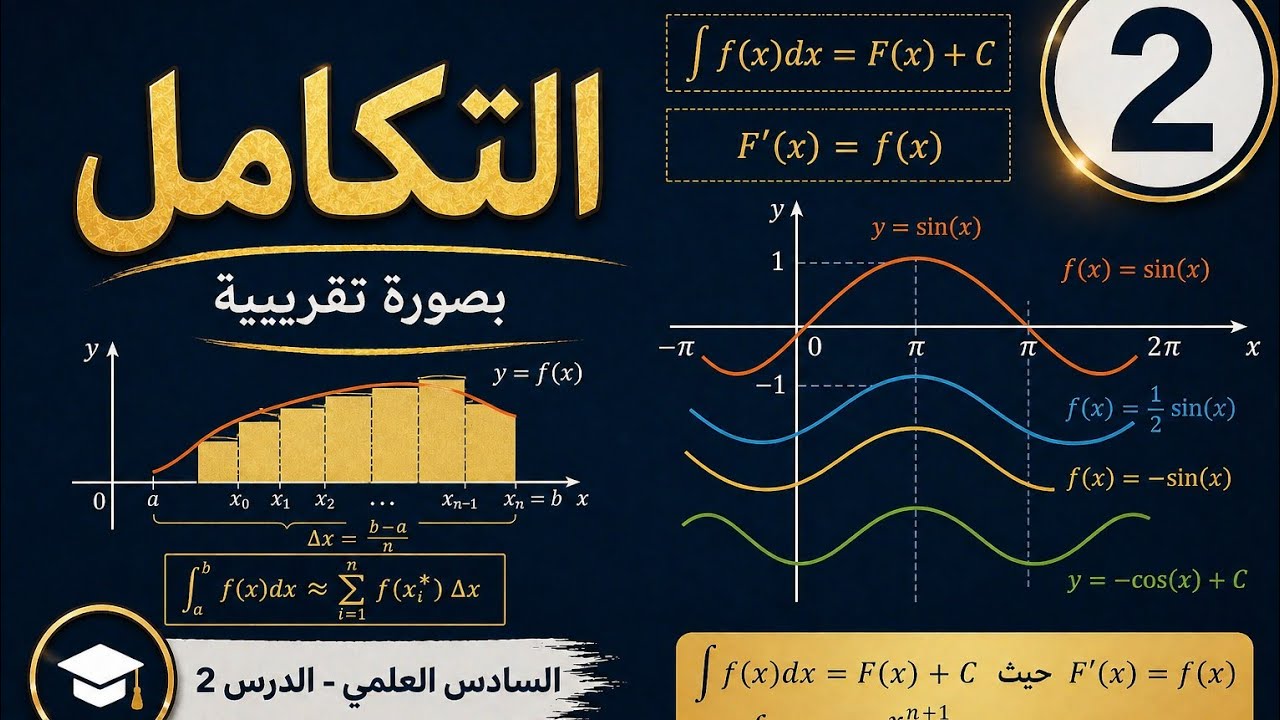 2 التكامل (ايجاد التكامل بصورة تقريبية باستعمال المجاميع العليا والسفلى)