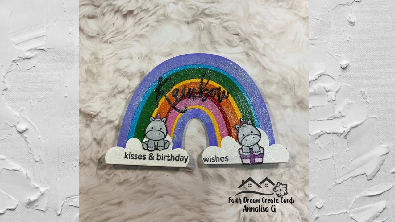 Honey Bee Stamps Rainbow Dreams Rainbow shaped birthday card