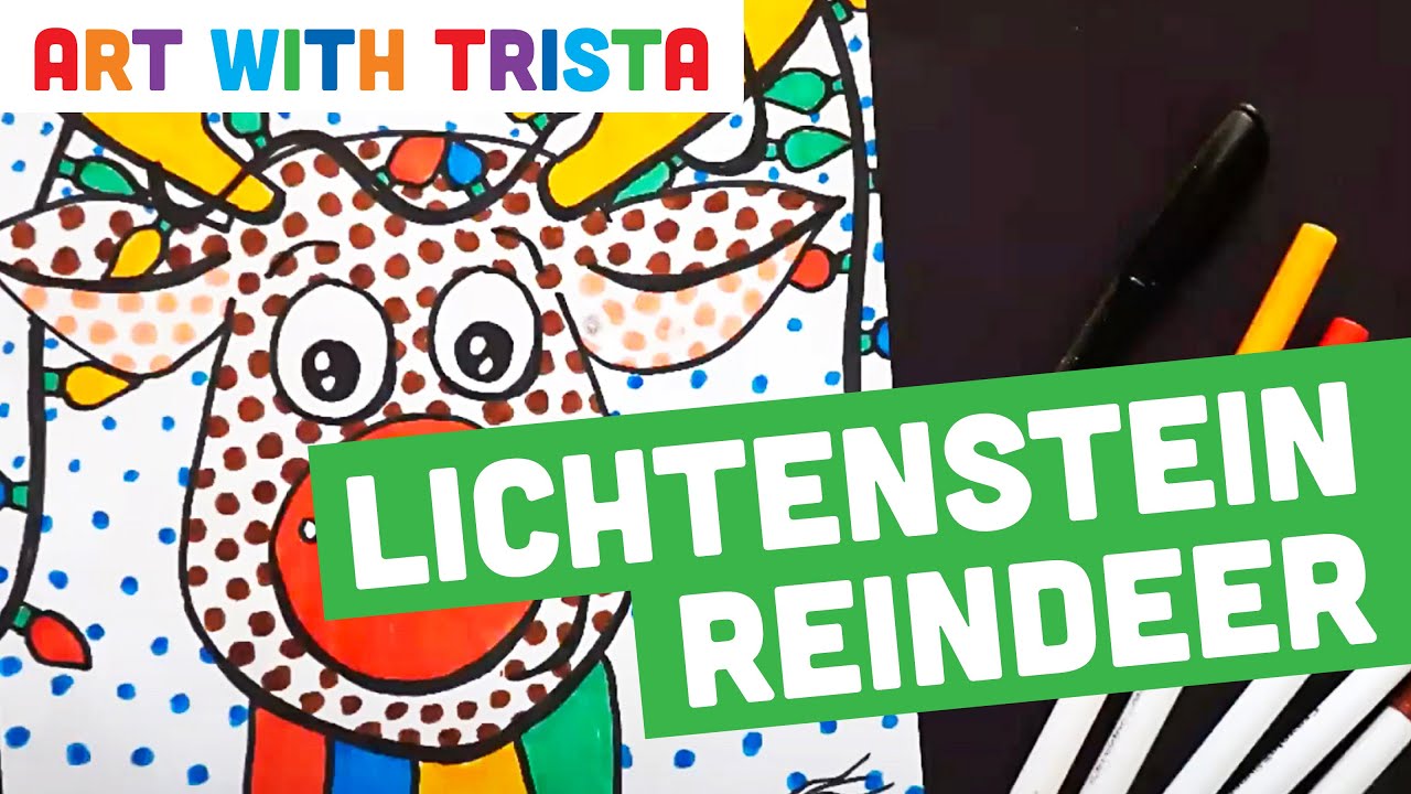 Roy Lichtenstein Inspired Reindeer Holiday Art Tutorial - Art With Trista