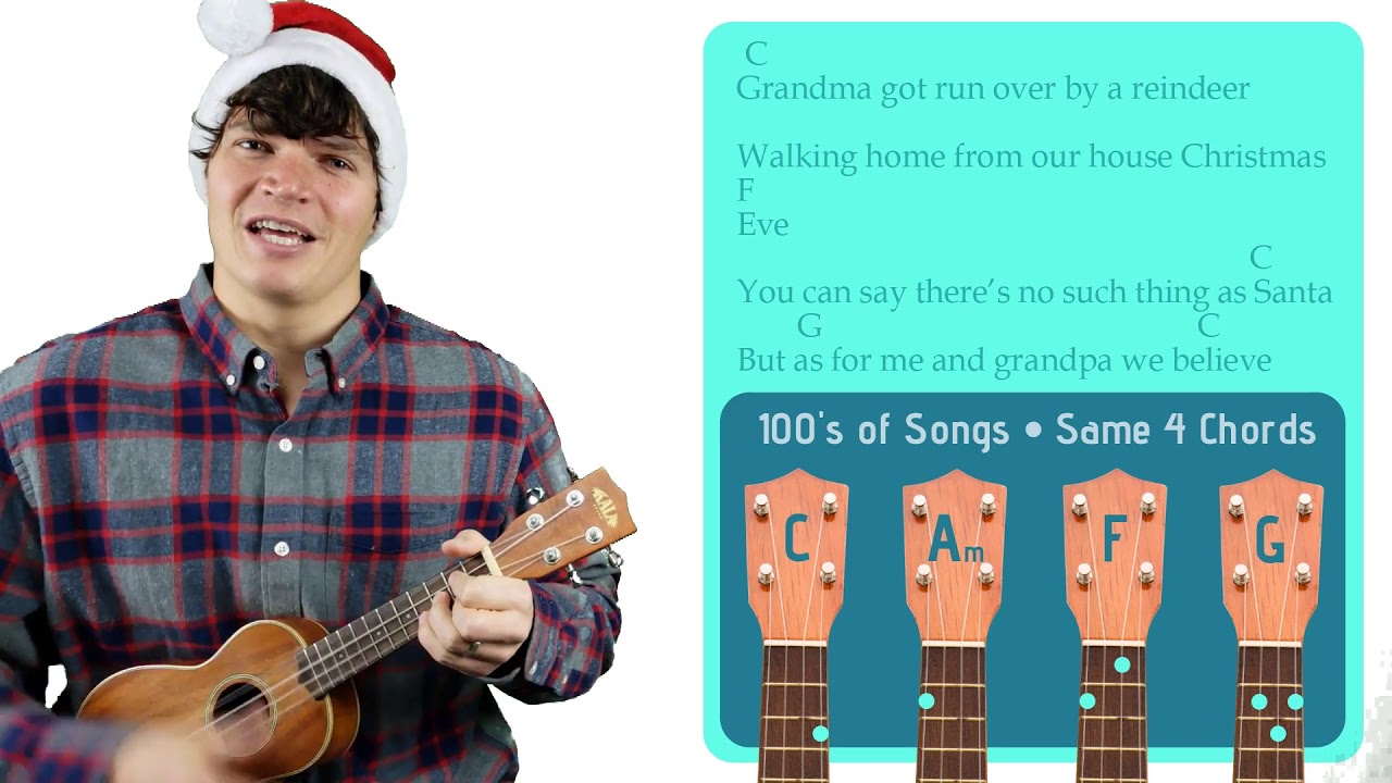 Grandma Got Run Over by a Reindeer - Elmo and Patsy | Easy Ukulele Tutorial & Cover (65)