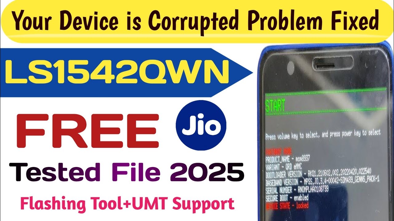 JIO phone next flash file FREE | Your Device is Corrupted Problem Fixed | FREE File LS1542QWN 2025